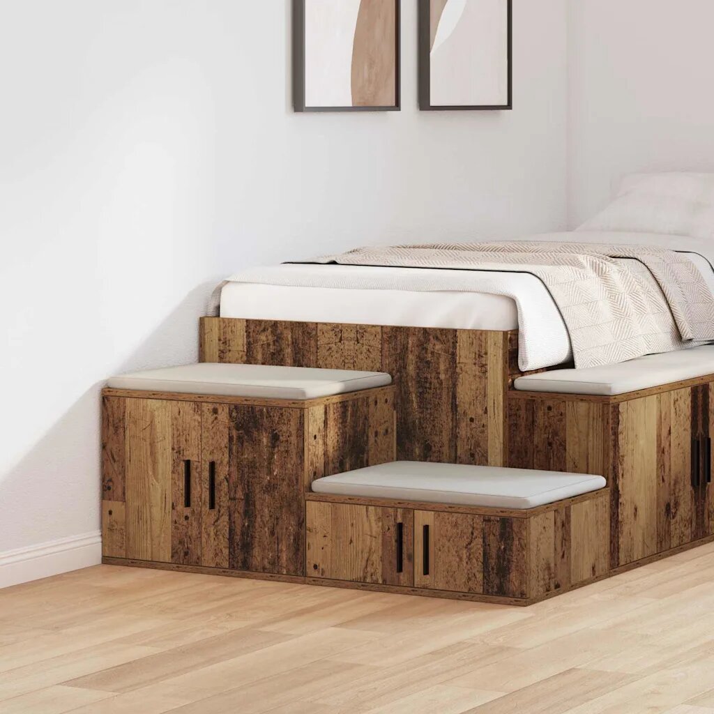 vidaXL Шкаф за съхранение 2 бр. Старо дърво 108 x 41 x 40 см