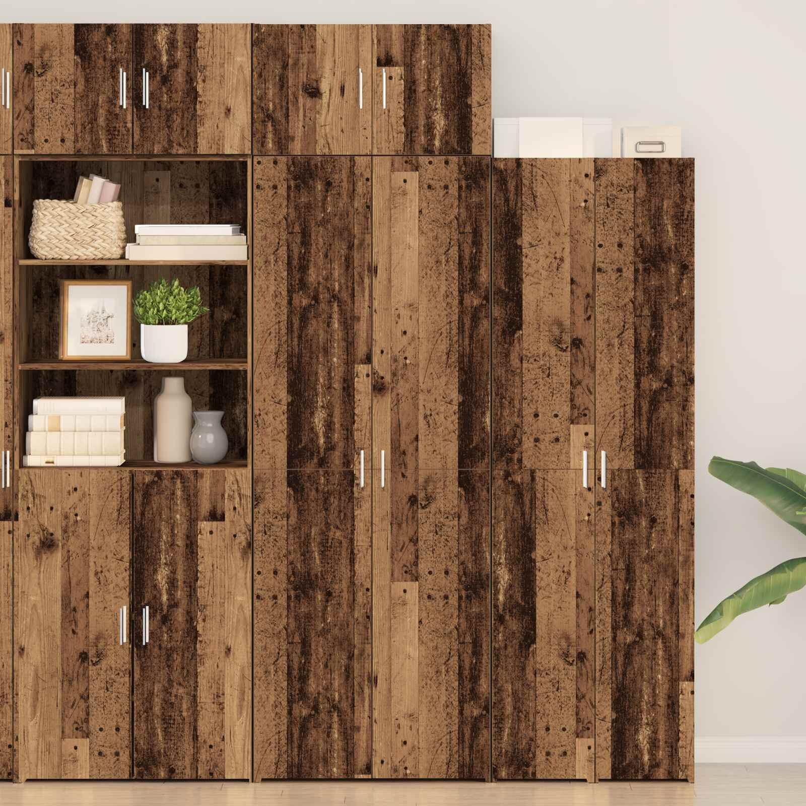 vidaXL Шкаф за съхранение 2 бр. Старо дърво 70 x 425 x 185 см