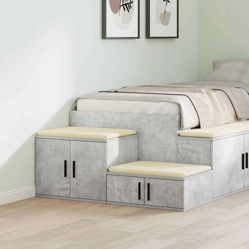 vidaXL Шкаф за съхранение 2 бр. Циментено сиво 108 x 41 x 40 см