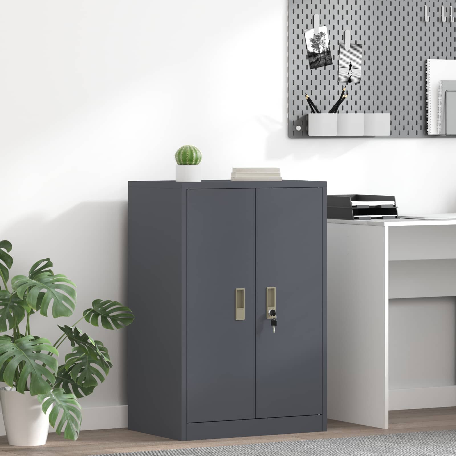 vidaXL Шкаф за съхранение Антрацит 60 x 40 x 90 cm Стомана