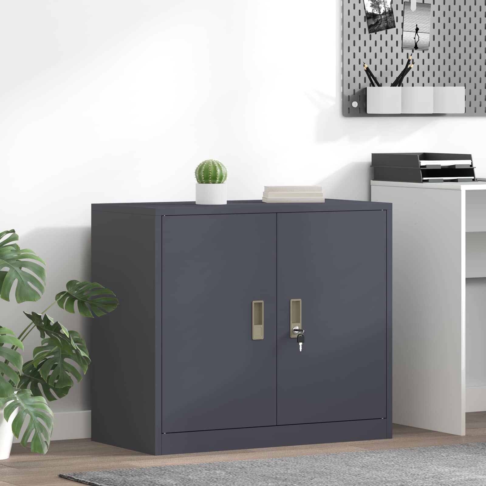 vidaXL Шкаф за съхранение Антрацит 80 x 40 x 70 см Стомана