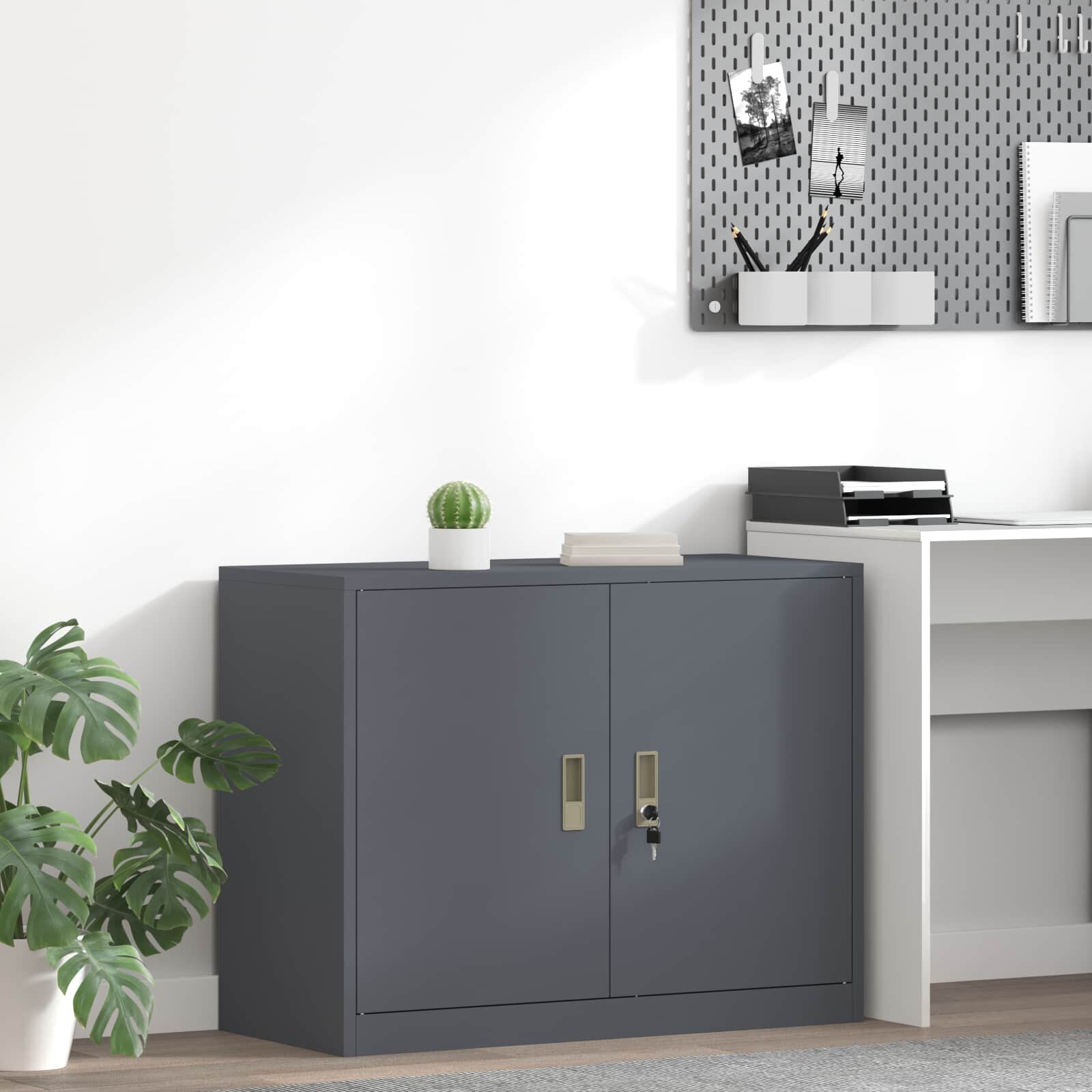 vidaXL Шкаф за съхранение Антрацит 90 x 40 x 70 cm Стомана