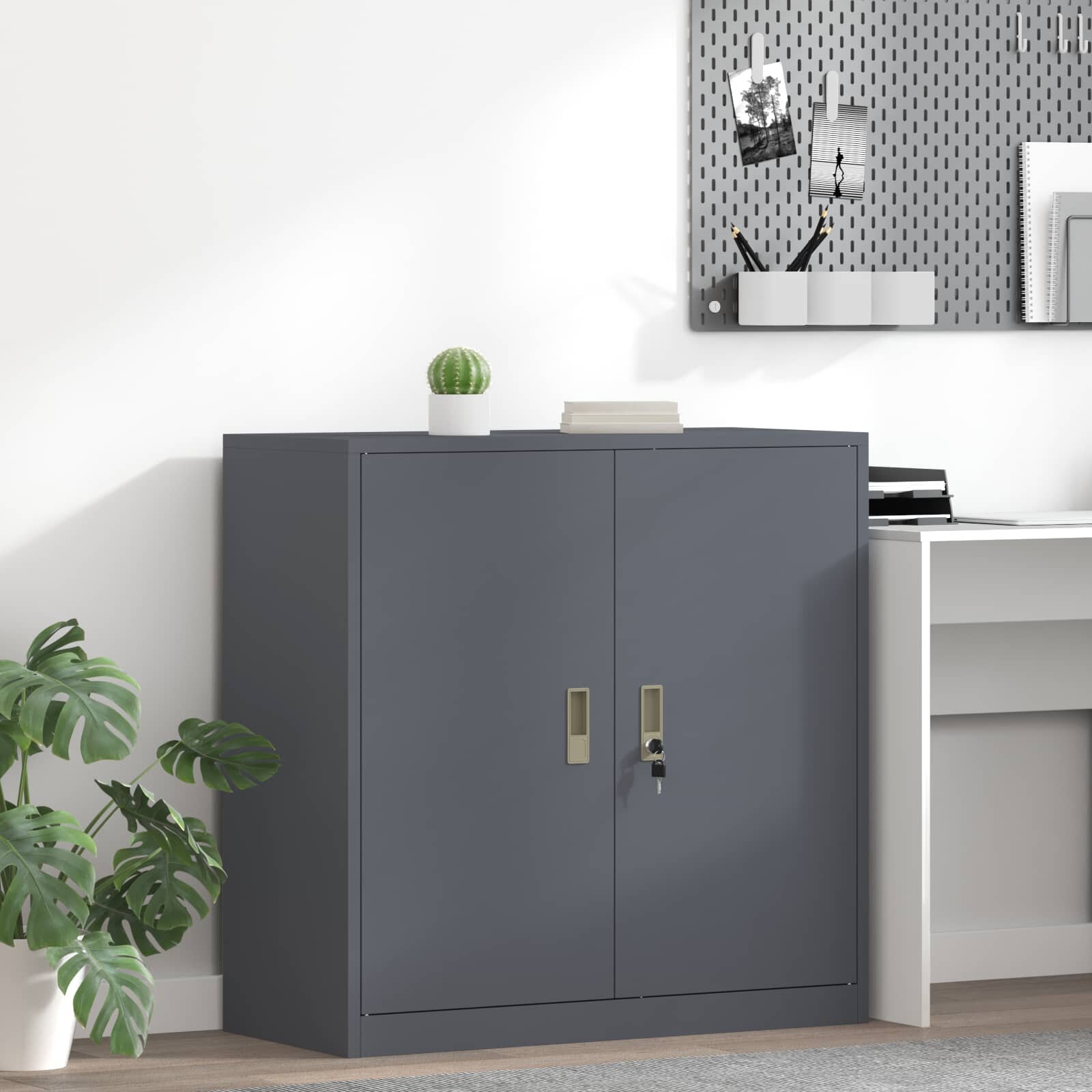 vidaXL Шкаф за съхранение Антрацит 90 x 40 x 90 cm Стомана