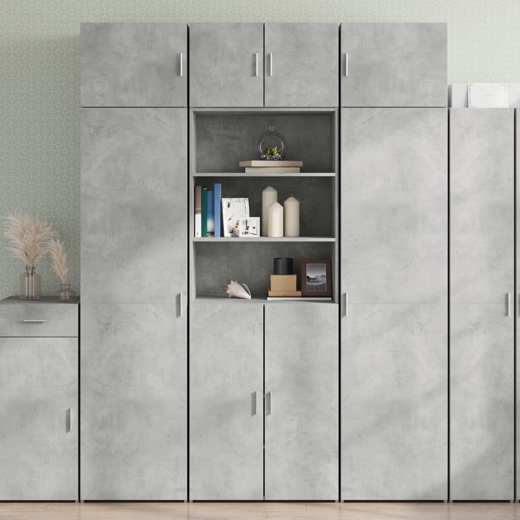 vidaXL Шкаф за съхранение бетонно сив 70x425x225 см инженерно дърво