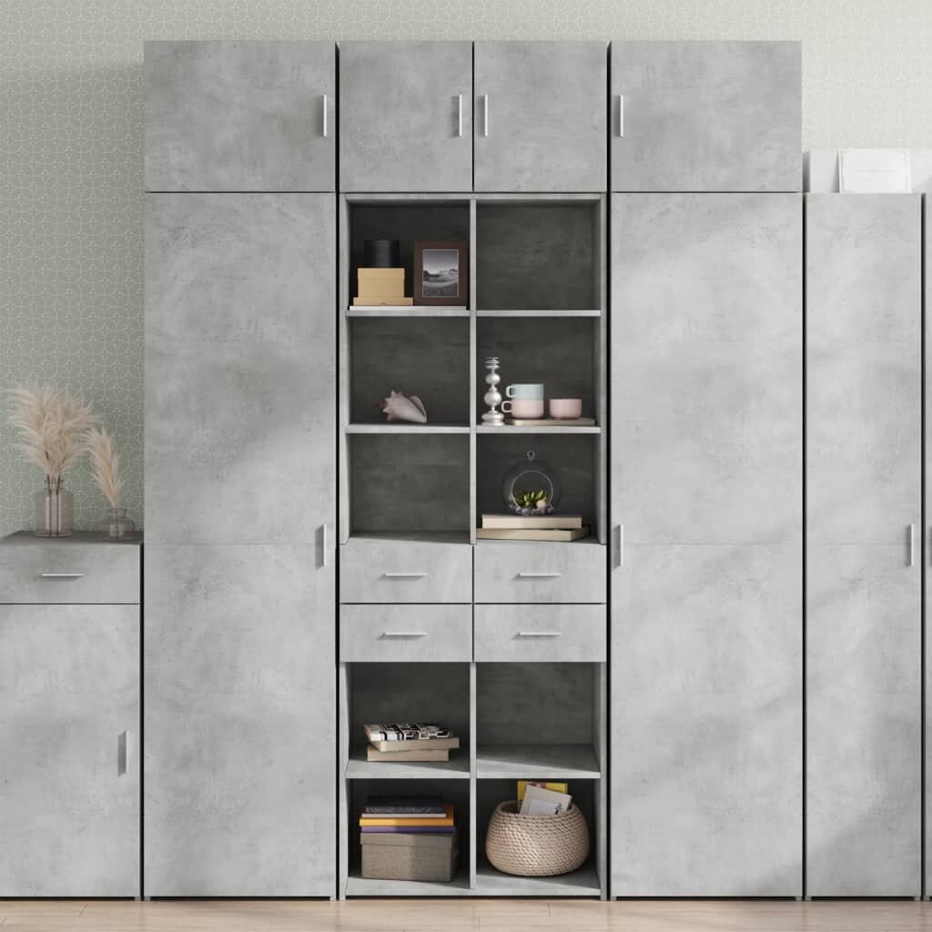 vidaXL Шкаф за съхранение бетонно сив 70x425x225 см инженерно дърво