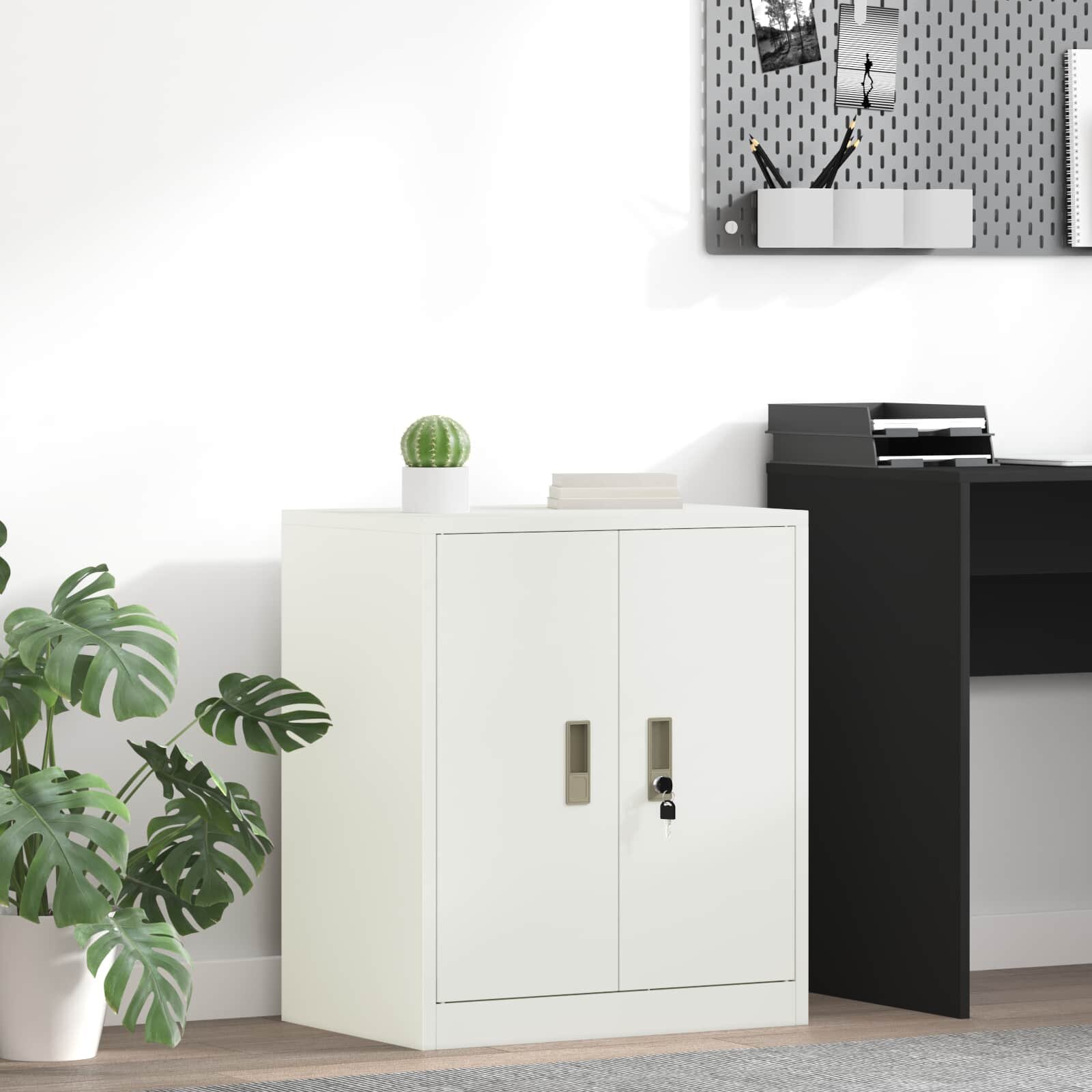 vidaXL Шкаф за съхранение Бял 60 x 40 x 70 см Стомана