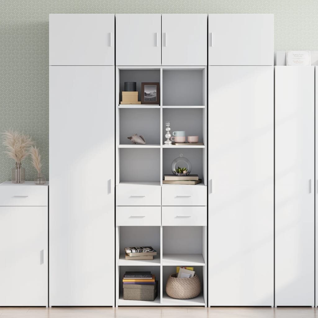 vidaXL Шкаф за съхранение бял 70x425x225 см инженерно дърво
