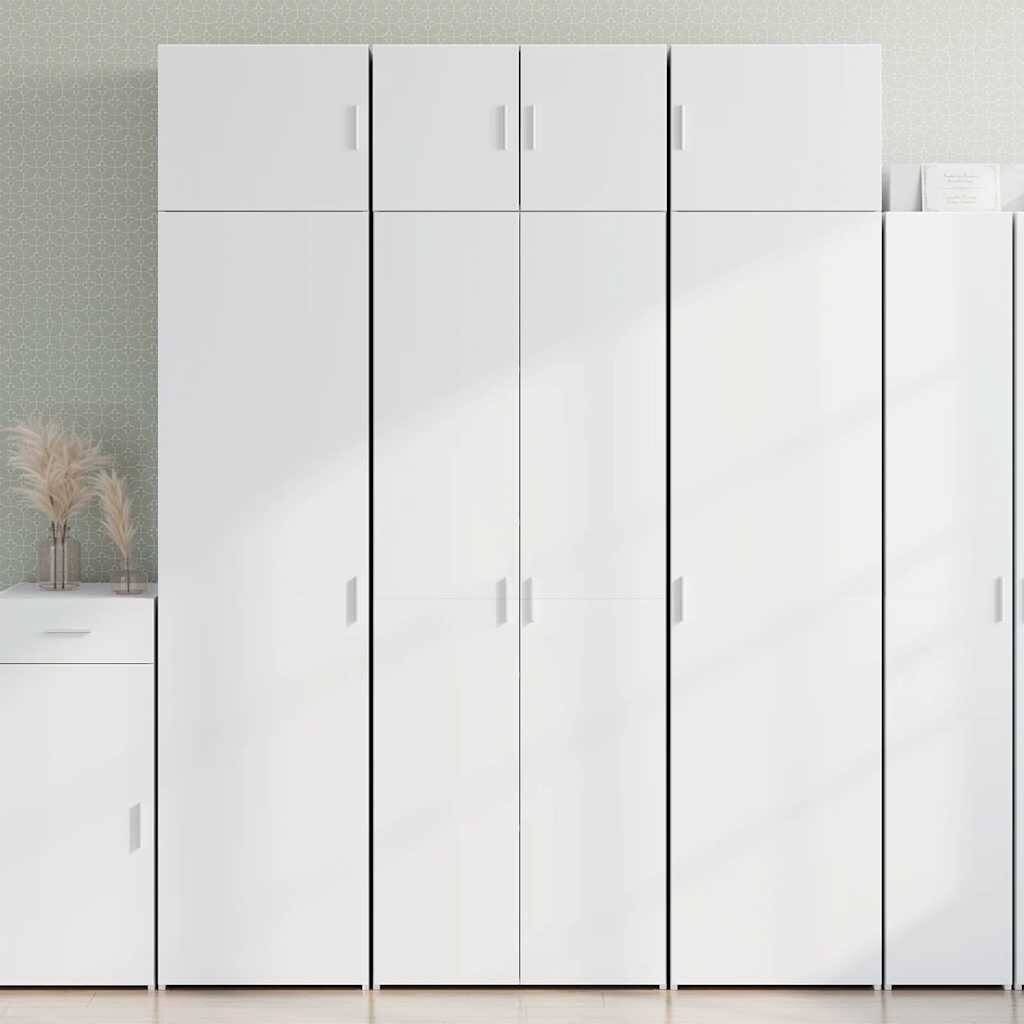 vidaXL Шкаф за съхранение бял 70x425x225 см инженерно дърво