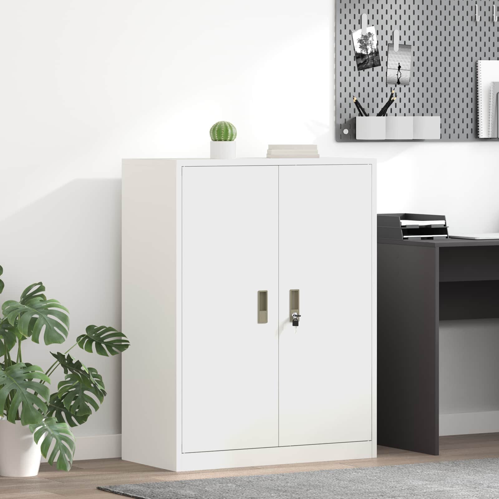 vidaXL Шкаф за съхранение Бял 80 x 40 x 105 см Стомана