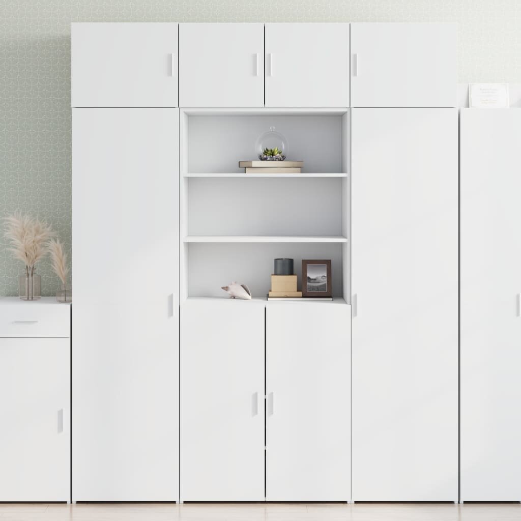 vidaXL Шкаф за съхранение бял 80x425x225 см инженерно дърво