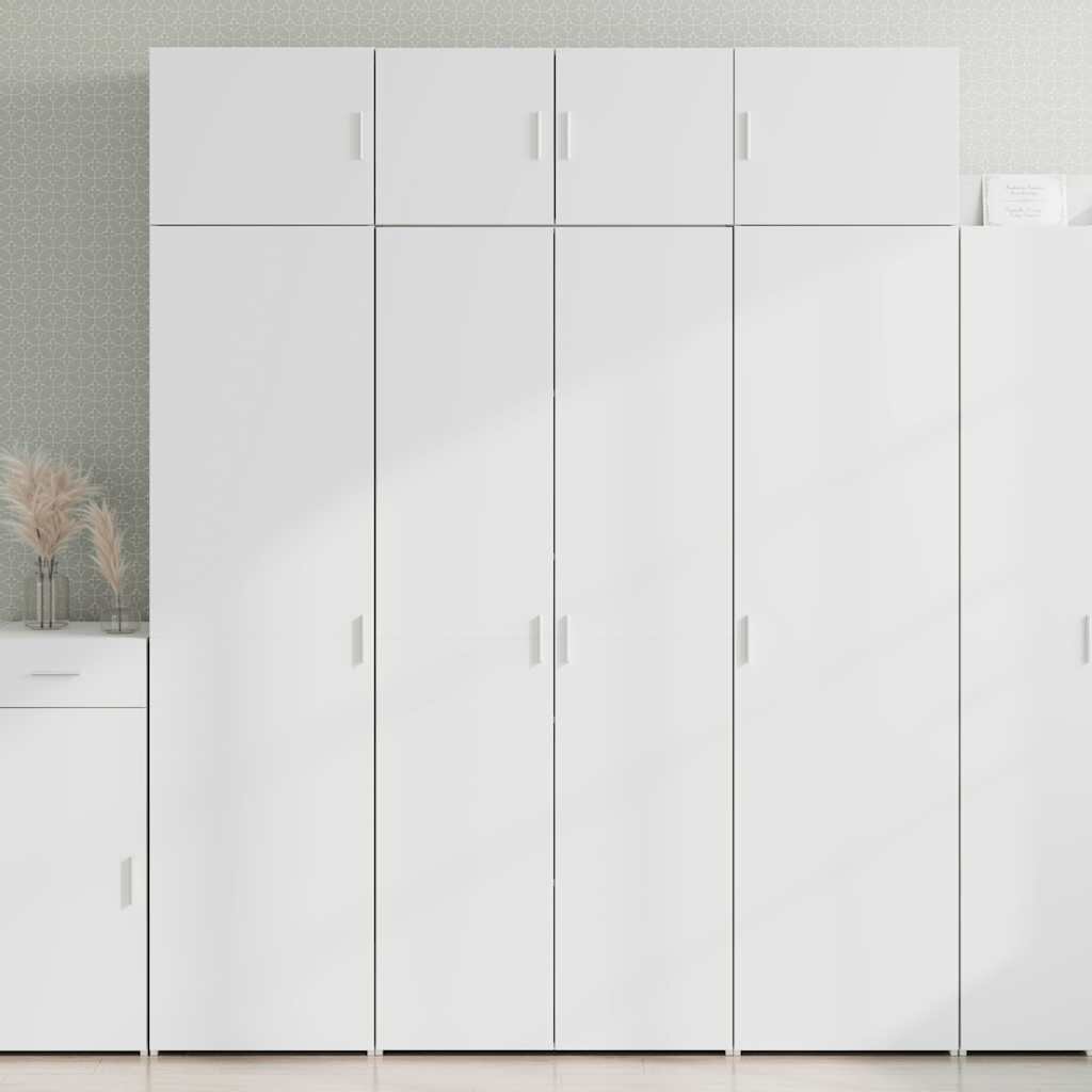 vidaXL Шкаф за съхранение бял 80x425x225 см инженерно дърво