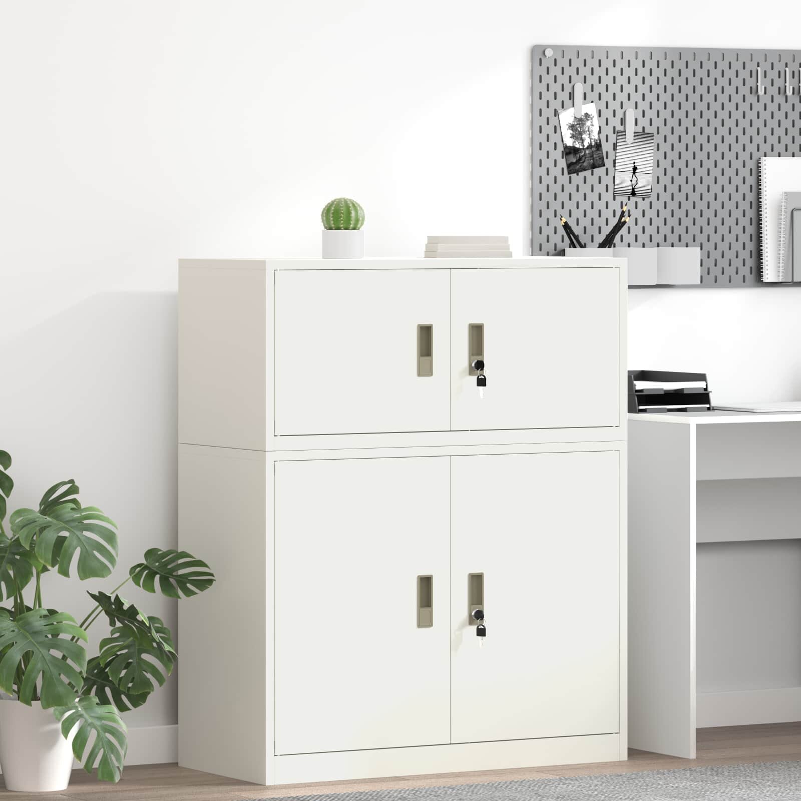 vidaXL Шкаф за съхранение Бял 90 x 40 x 40 см Стомана