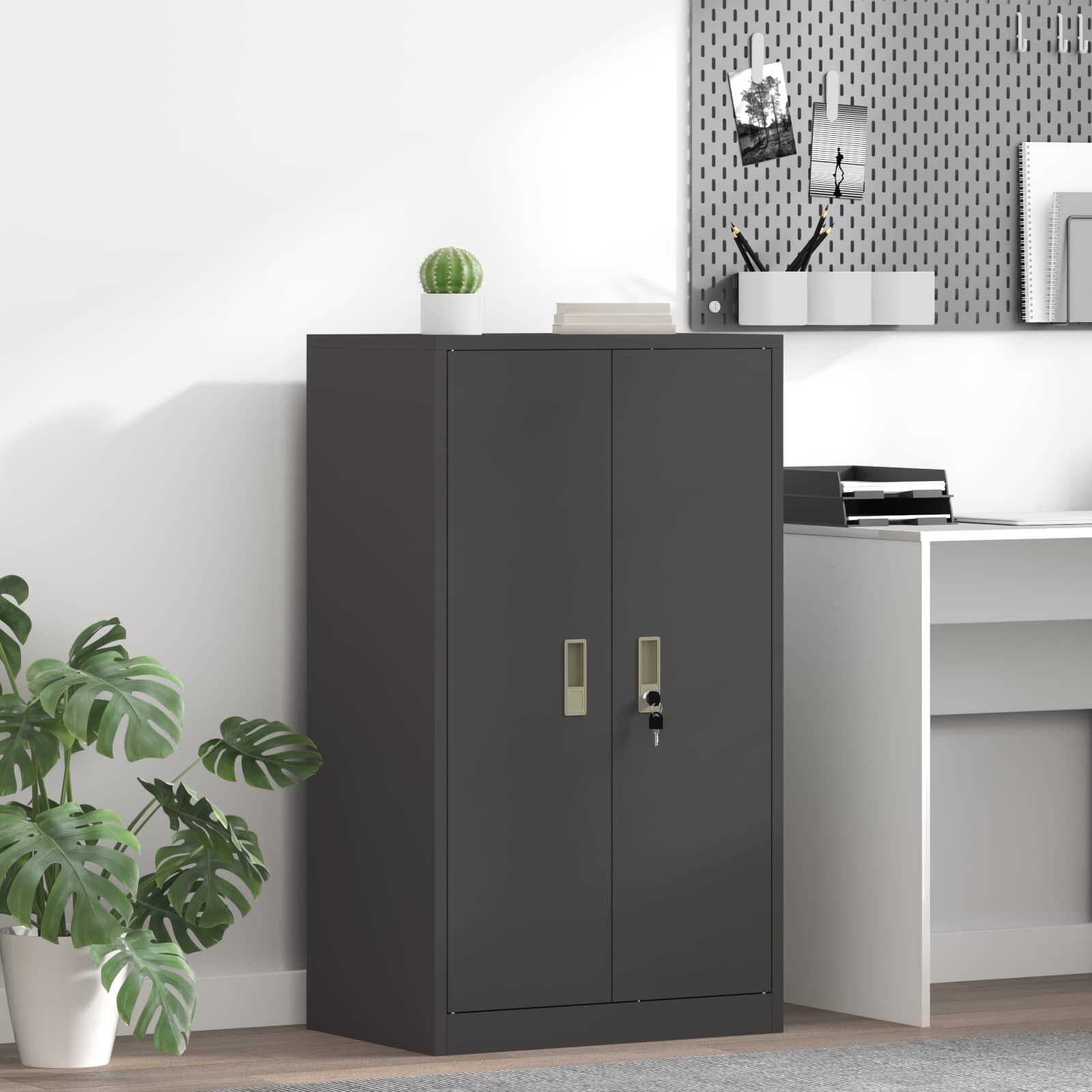 vidaXL Шкаф за съхранение Черен 60 x 40 x 105 см Стомана