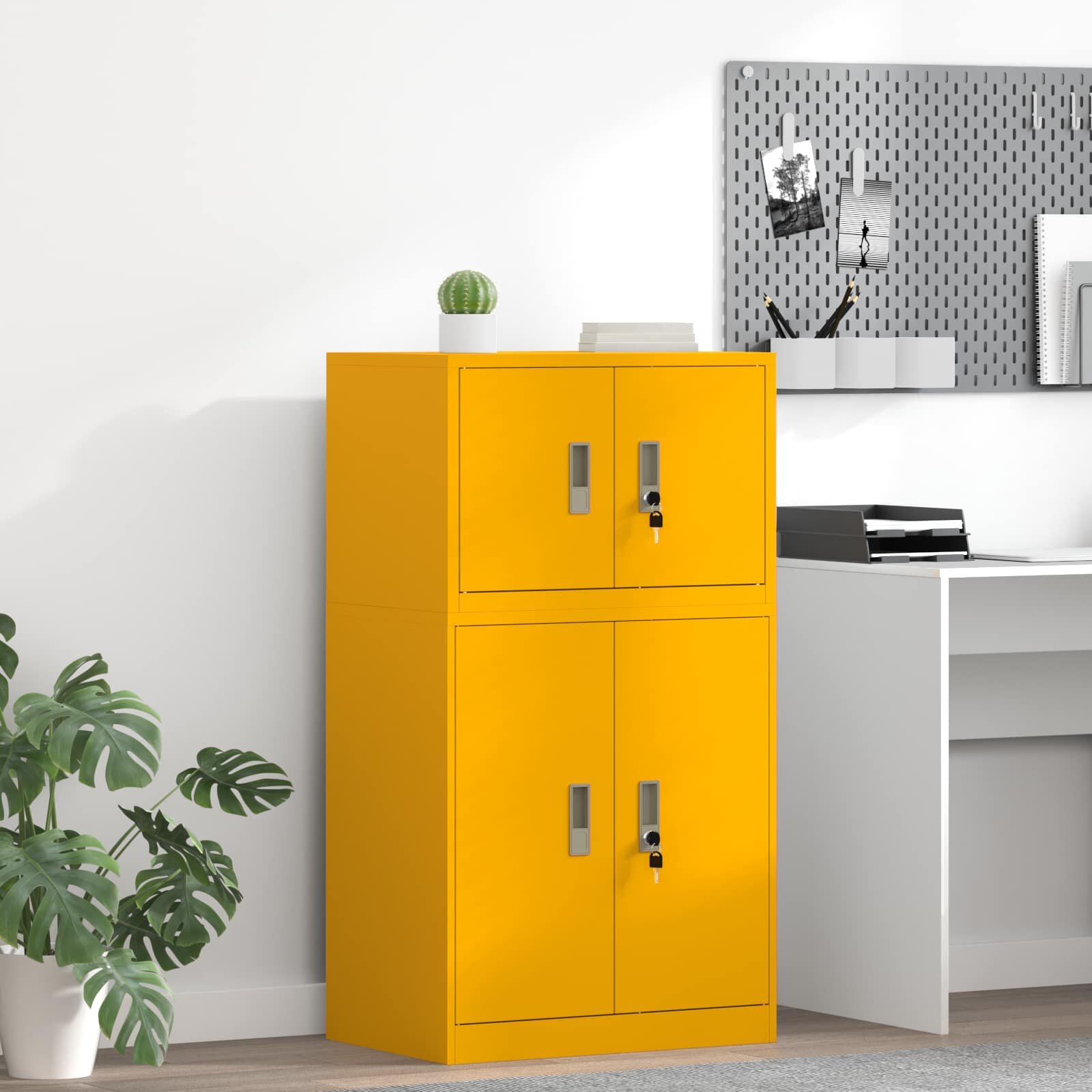 vidaXL Шкаф за съхранение Горчично жълто 60 x 40 x 40 см Стомана