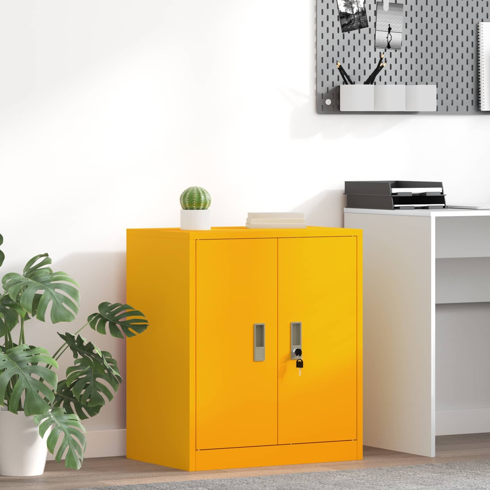 vidaXL Шкаф за съхранение Горчично жълто 60 x 40 x 70 см Стомана