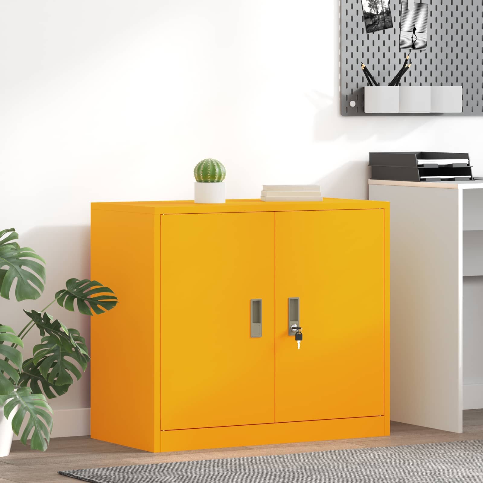 vidaXL Шкаф за съхранение Горчично жълто 80 x 40 x 70 см Стомана