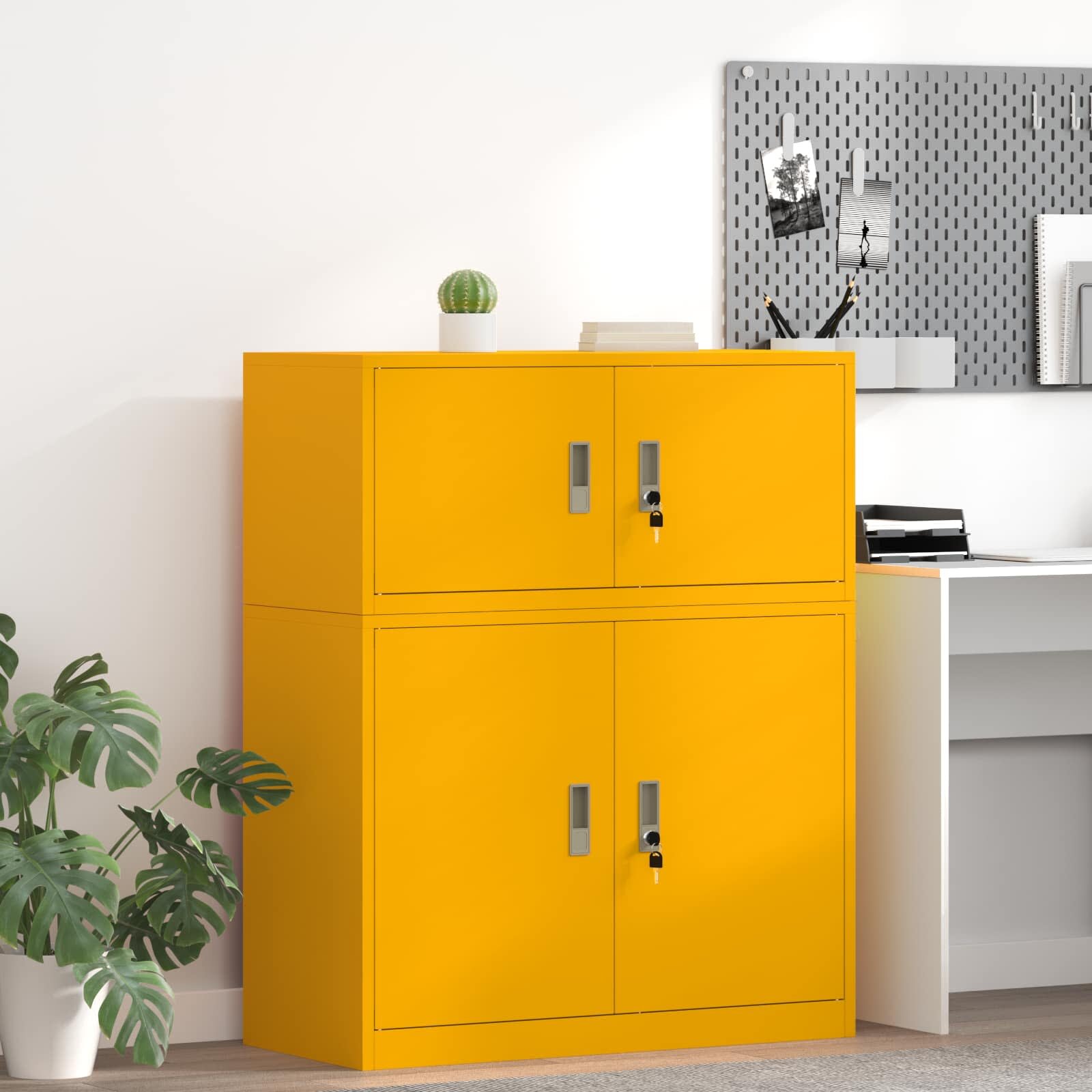 vidaXL Шкаф за съхранение Горчично жълто 90 x 40 x 40 см Стомана