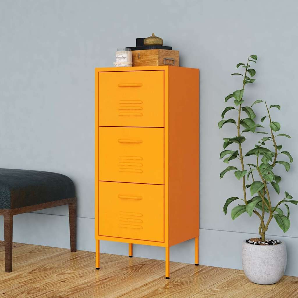 vidaXL Шкаф за съхранение горчица 425x35x1015 см стомана