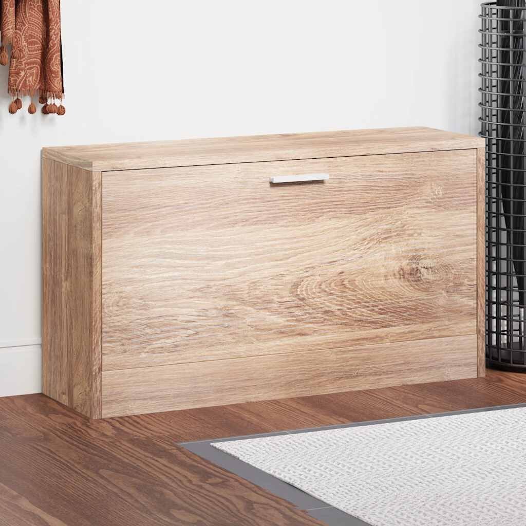 vidaXL Шкаф за съхранение на обувки пейка дъб 80x24x45 cм