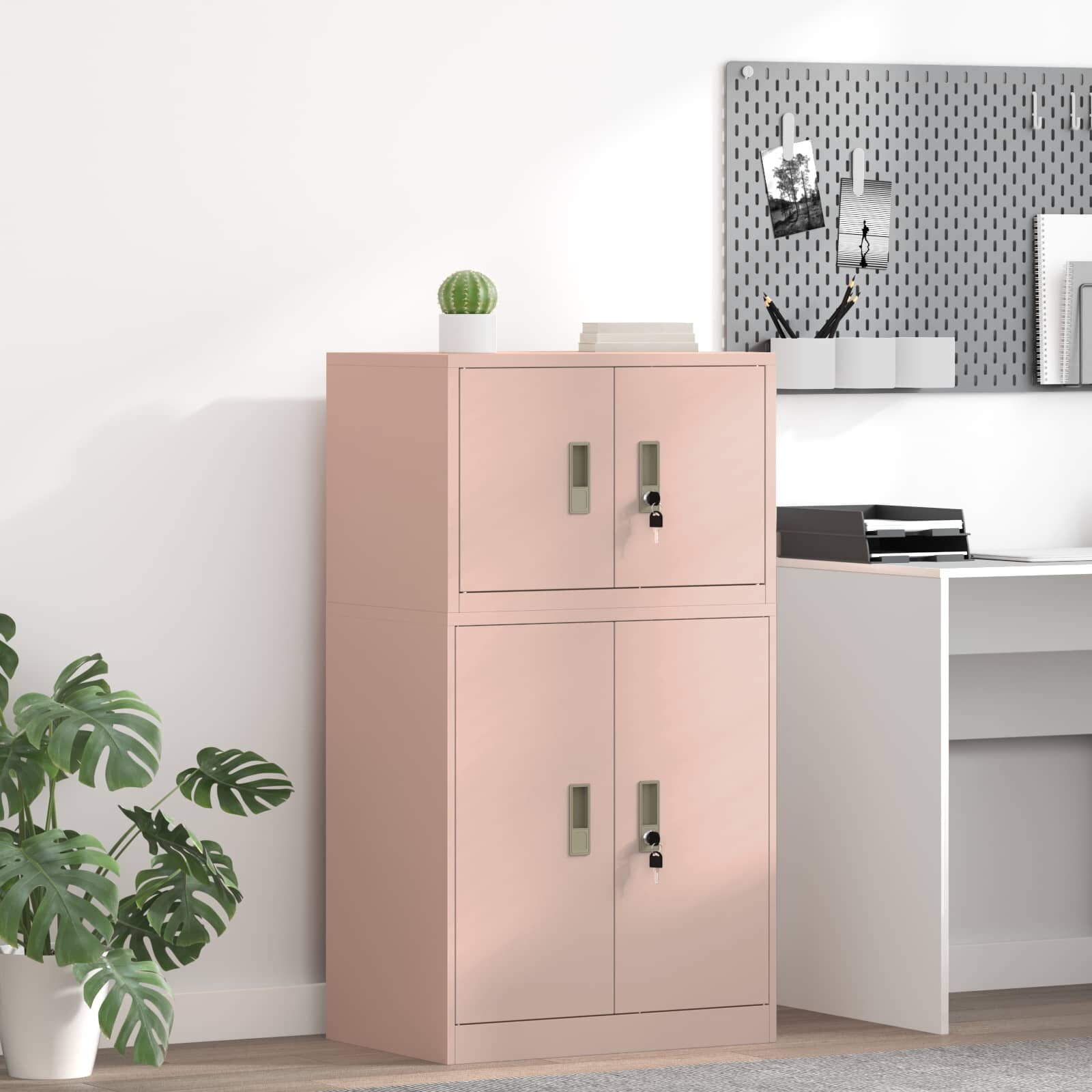 vidaXL Шкаф за съхранение Розово 60 x 40 x 40 см Стомана