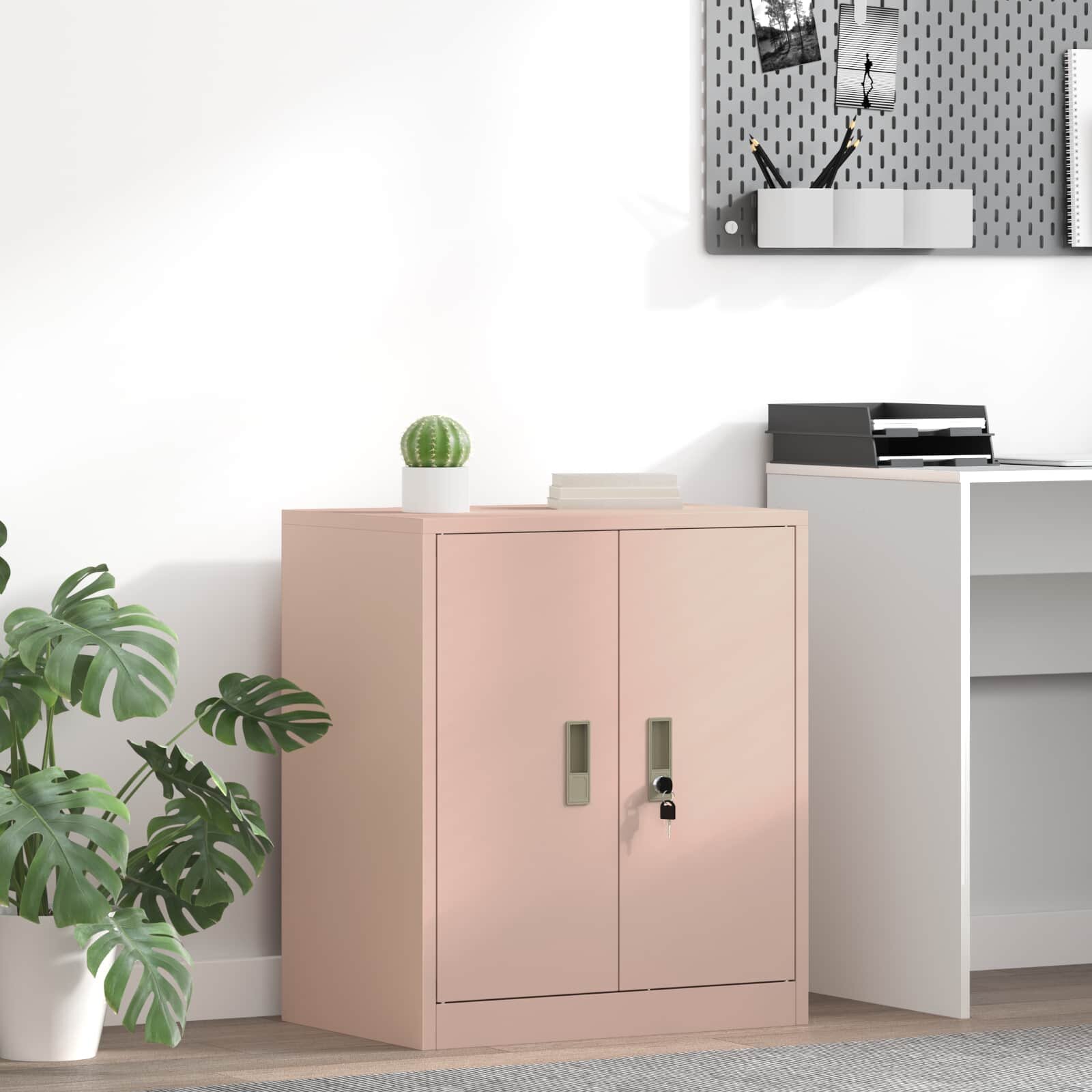 vidaXL Шкаф за съхранение Розово 60 x 40 x 70 см Стомана