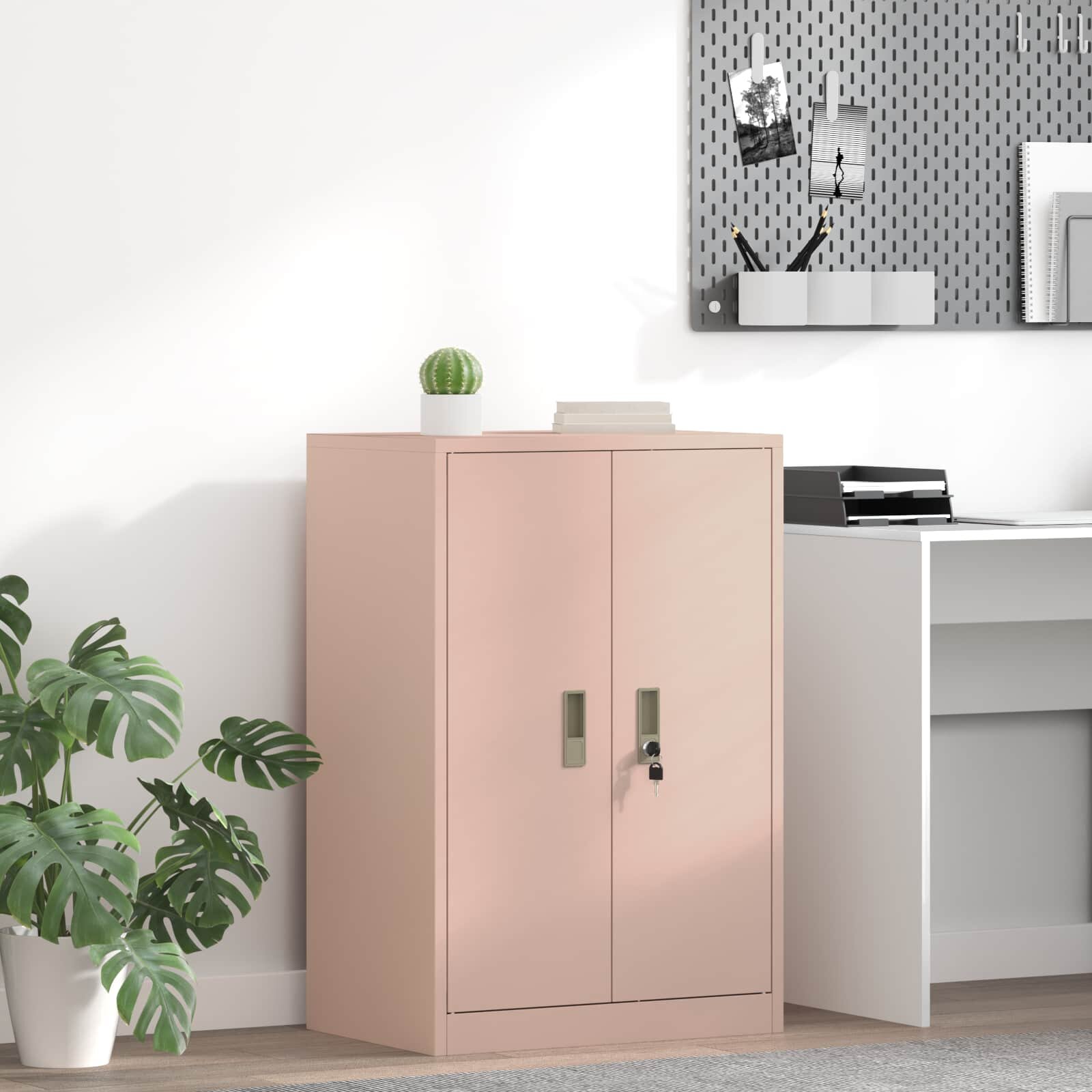 vidaXL Шкаф за съхранение Розово 60 x 40 x 90 cm Стомана