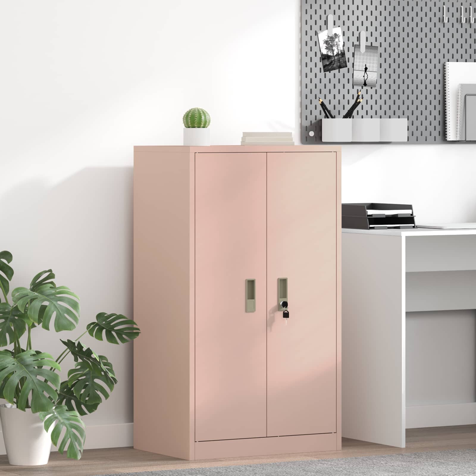 vidaXL Шкаф за съхранение Розово 60 x 40 x 90 cm Стомана