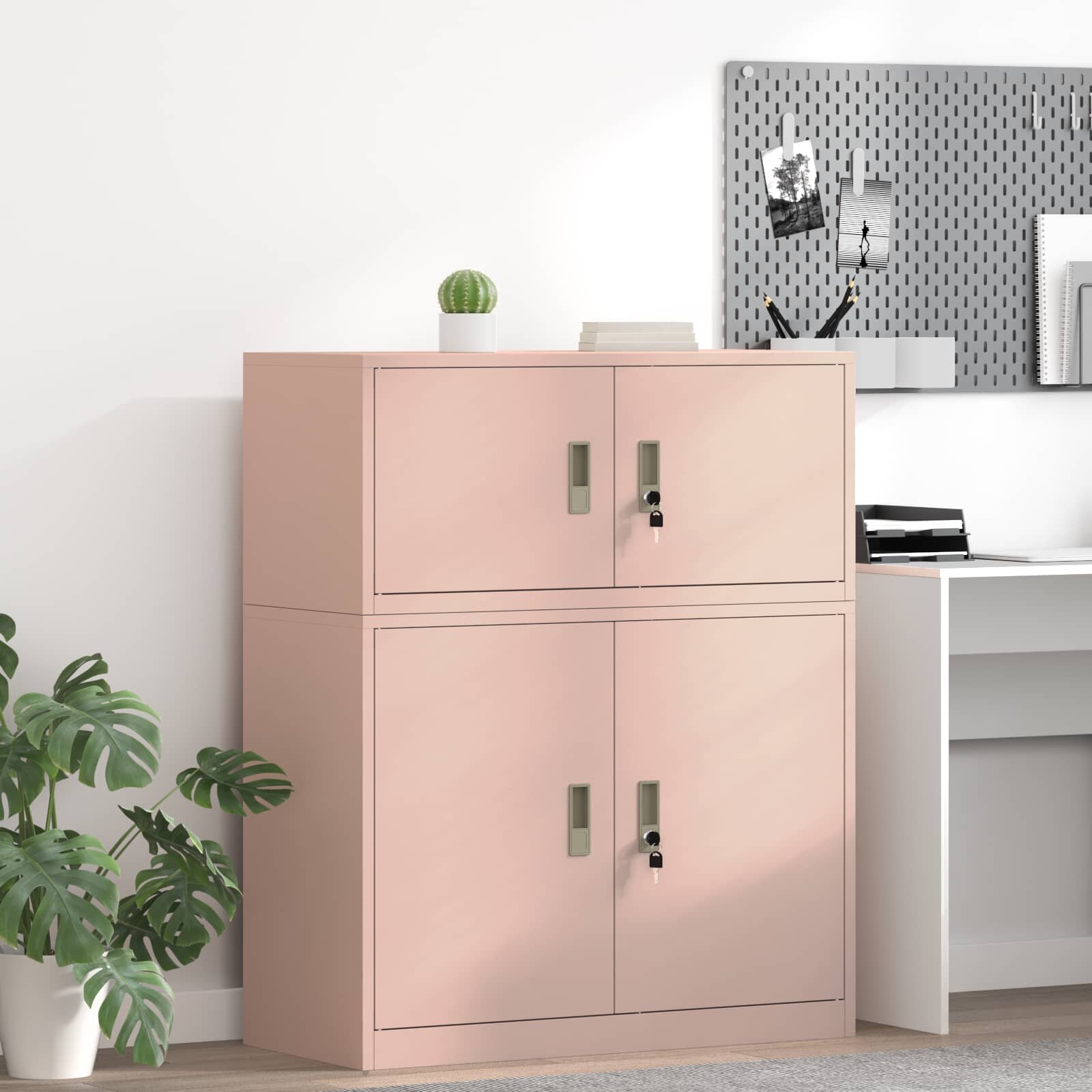 vidaXL Шкаф за съхранение Розово 90 x 40 x 40 см Стомана