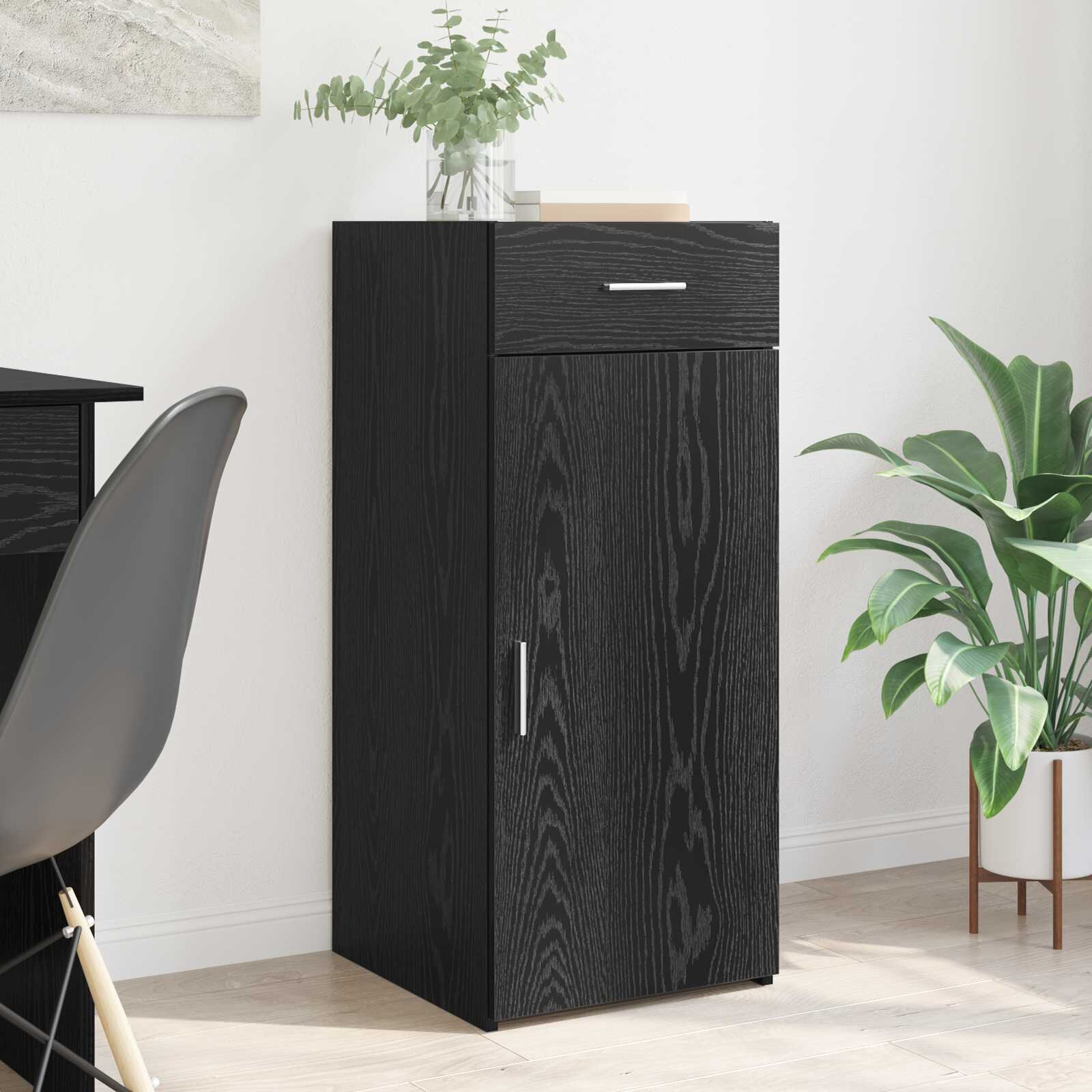 vidaXL Шкаф за съхранение с чекмедже Черен Дъб 40 x 425 x 93 см