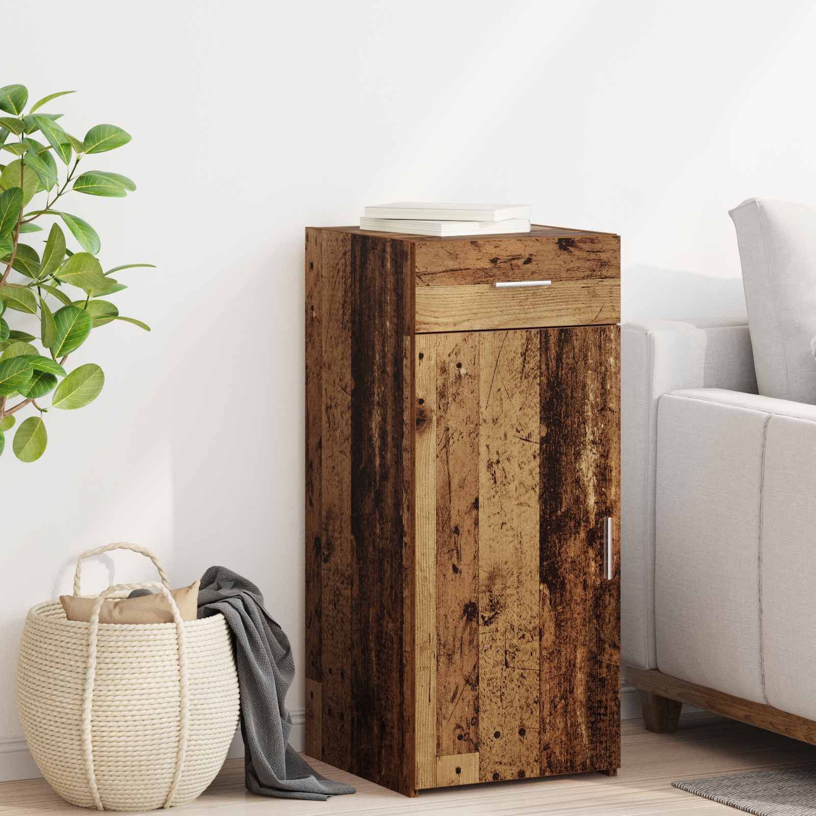 vidaXL Шкаф за съхранение с чекмедже Старо дърво 40 x 425 x 93 см
