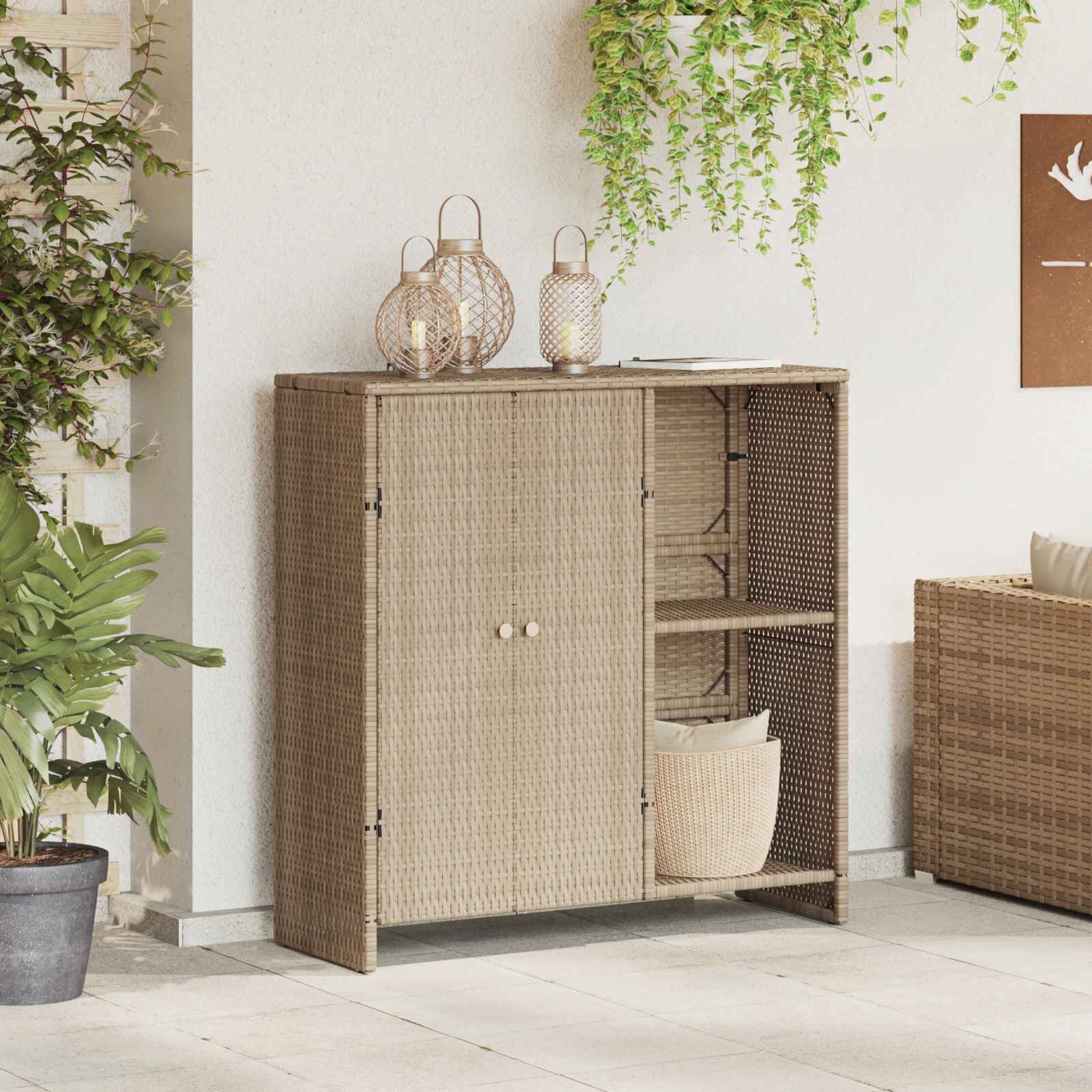 vidaXL Шкаф за съхранение с рафт Бежово 100 x 36 x 102 см Ратан