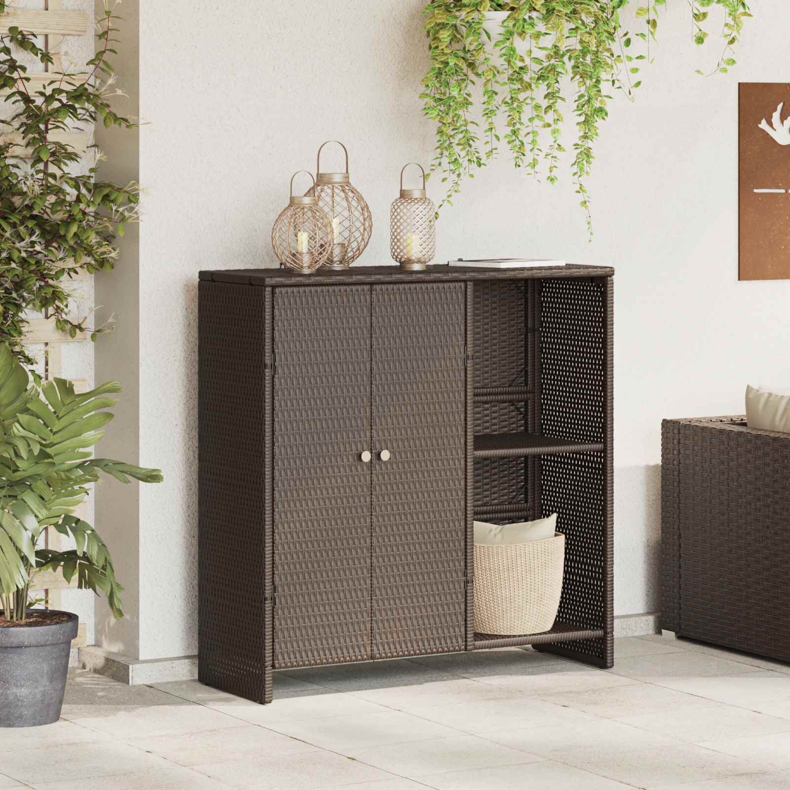 vidaXL Шкаф за съхранение с рафт Кафяво 100 x 36 x 102 см Ратан