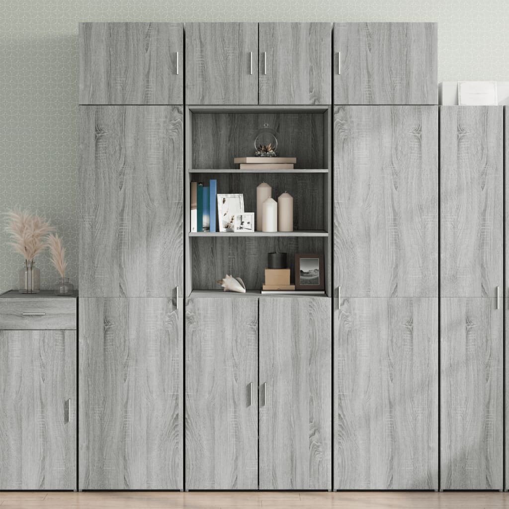 vidaXL Шкаф за съхранение сив сонома 70x425x225 см инженерно дърво