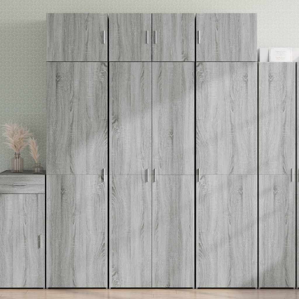 vidaXL Шкаф за съхранение сив сонома 70x425x225 см инженерно дърво