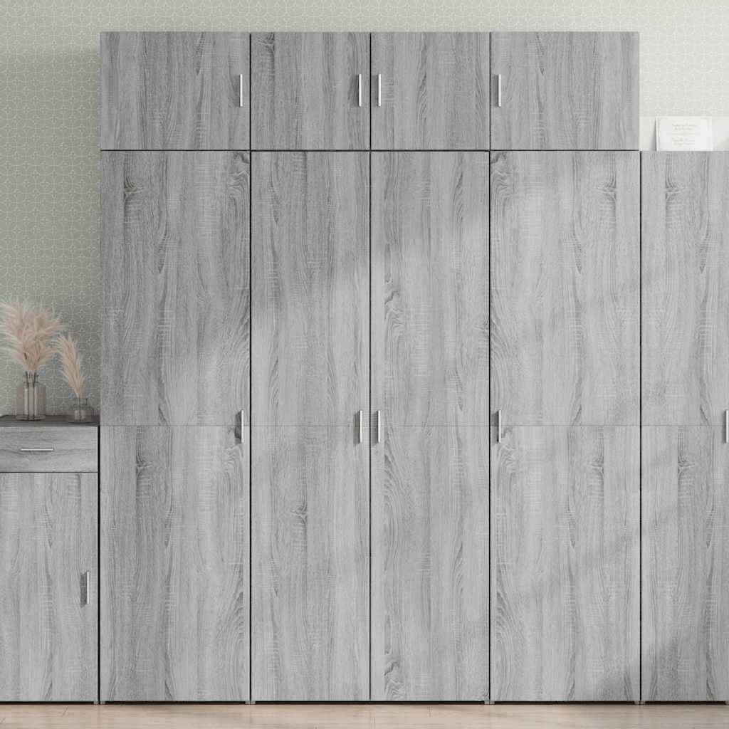 vidaXL Шкаф за съхранение сив сонома 80x425x225 см инженерно дърво