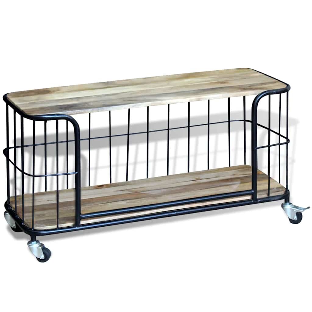 vidaXL Шкаф за телевизор твърдо мангово дърво 100x40x45 cм