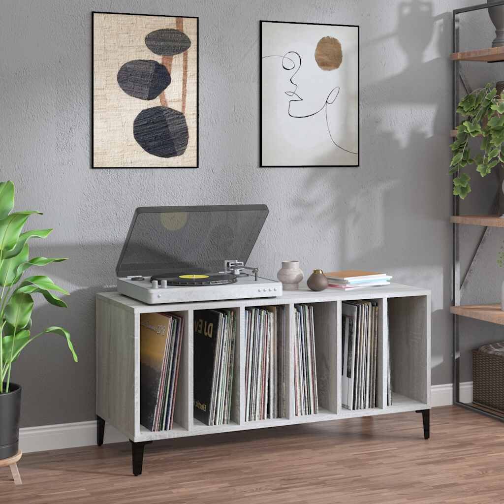 vidaXL Шкаф за винилови плочи сив сонома 100x38x48 см инженерно дърво