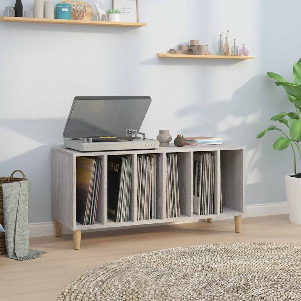 vidaXL Шкаф за винилови плочи сив сонома 100x38x48 см инженерно дърво