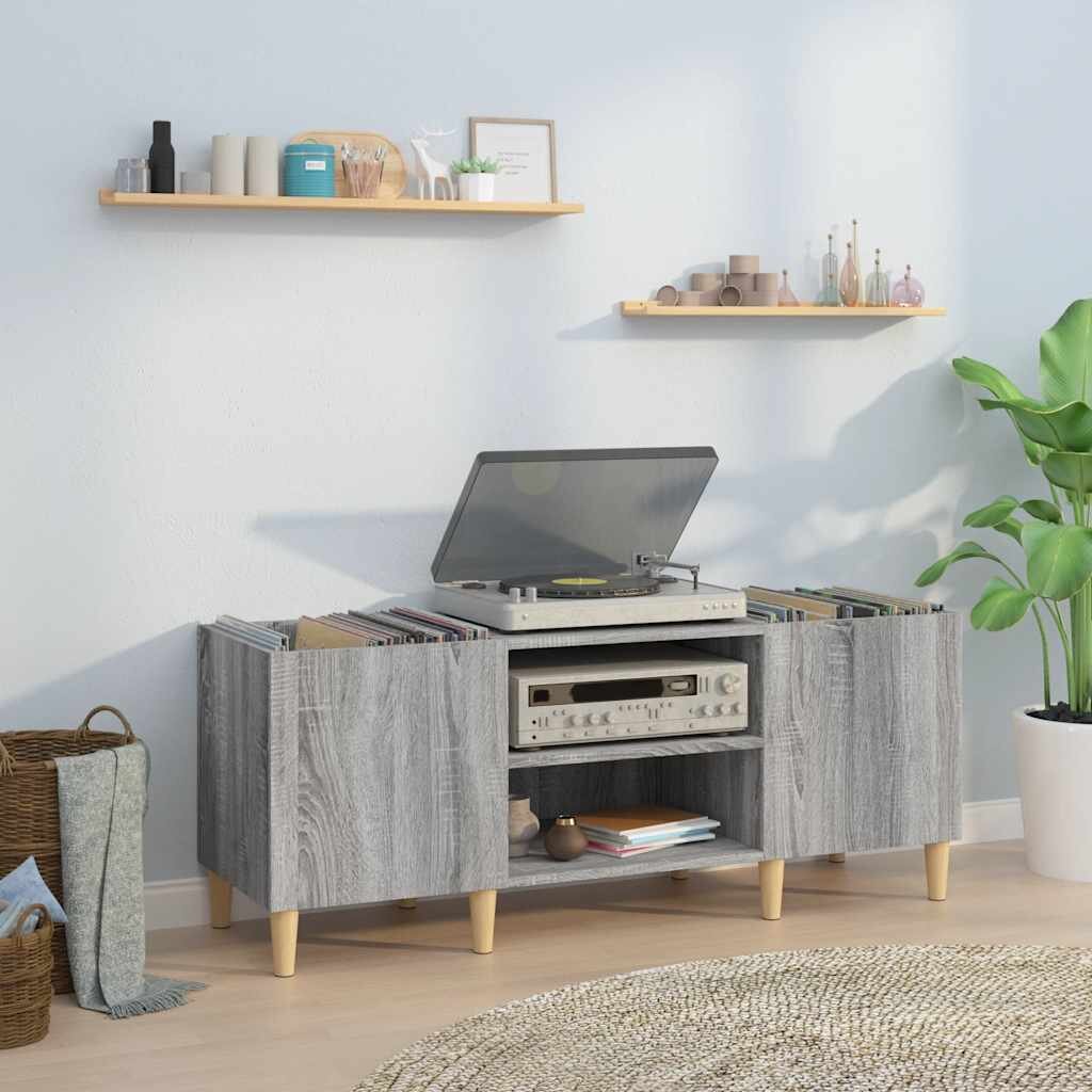 vidaXL Шкаф за винилови плочи сив сонома 121x38x48 см инженерно дърво