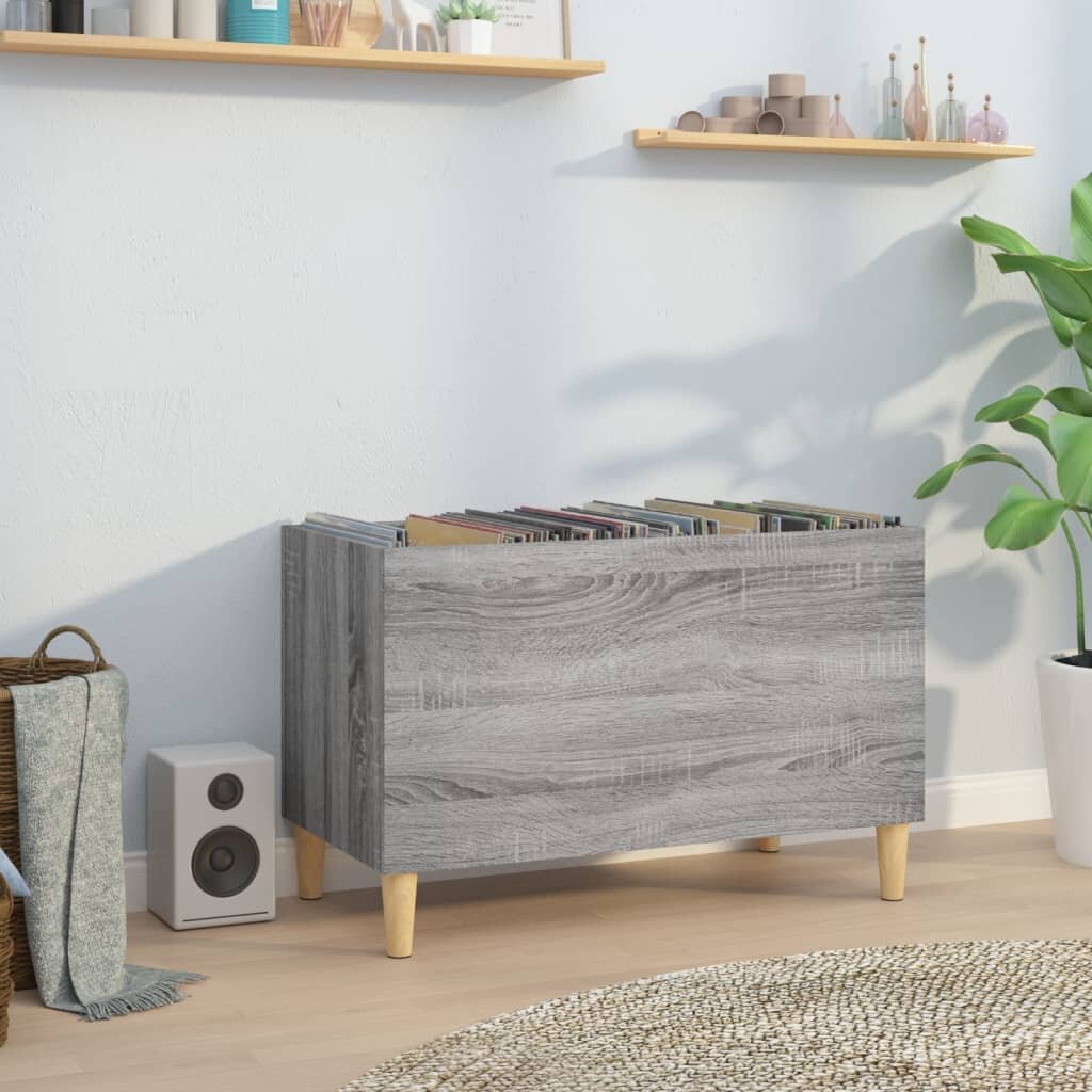 vidaXL Шкаф за винилови плочи сив сонома 745x38x48 см инженерно дърво