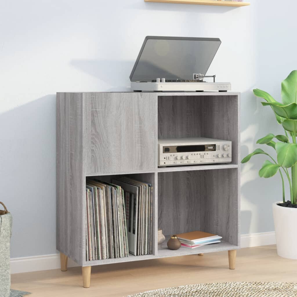 vidaXL Шкаф за винилови плочи сив сонома 845x38x89 см инженерно дърво