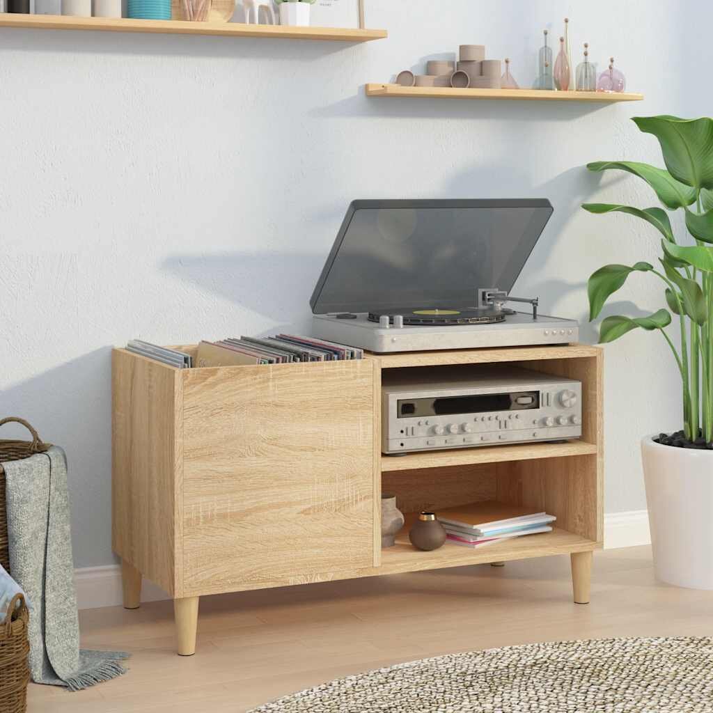 vidaXL Шкаф за винилови плочи сонома дъб 845x38x48 см инженерно дърво