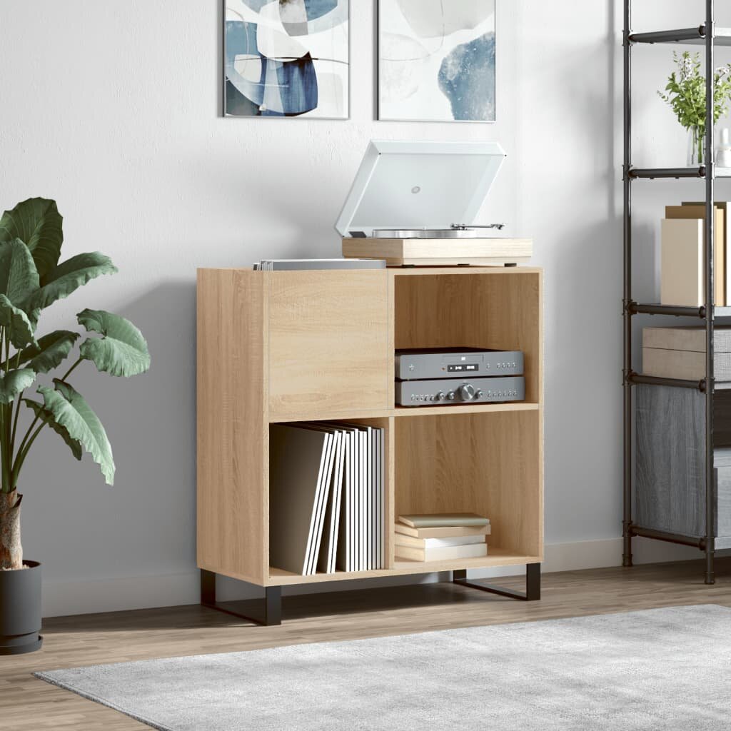 vidaXL Шкаф за винилови плочи сонома дъб 845x38x89 см инженерно дърво