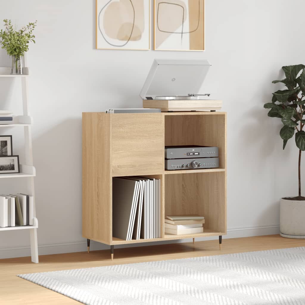vidaXL Шкаф за винилови плочи сонома дъб 845x38x89 см инженерно дърво
