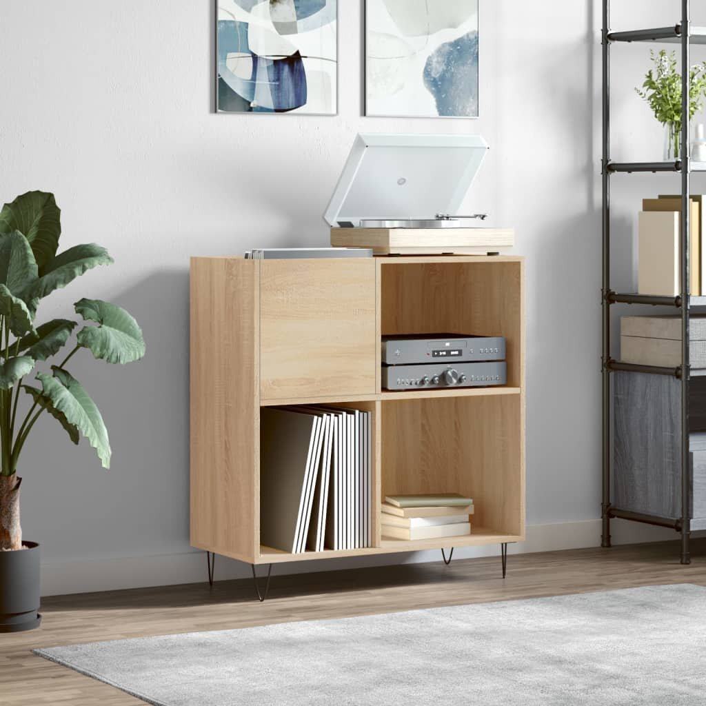 vidaXL Шкаф за винилови плочи сонома дъб 845x38x89 см инженерно дърво