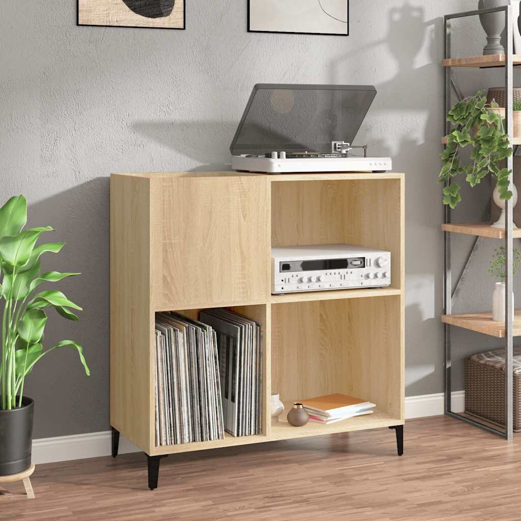 vidaXL Шкаф за винилови плочи сонома дъб 845x38x89 см инженерно дърво
