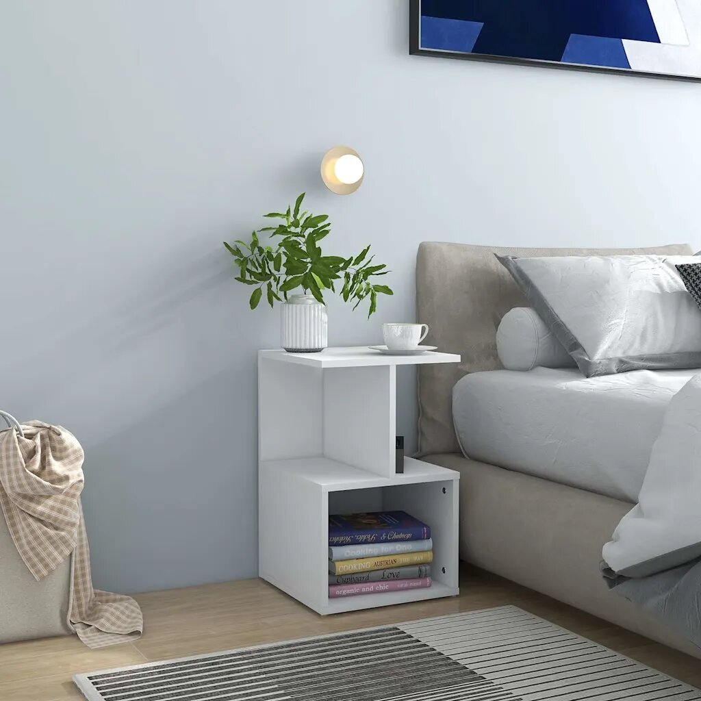 vidaXL Шкафче за спалня бяло 35x35x55 см инженерно дърво