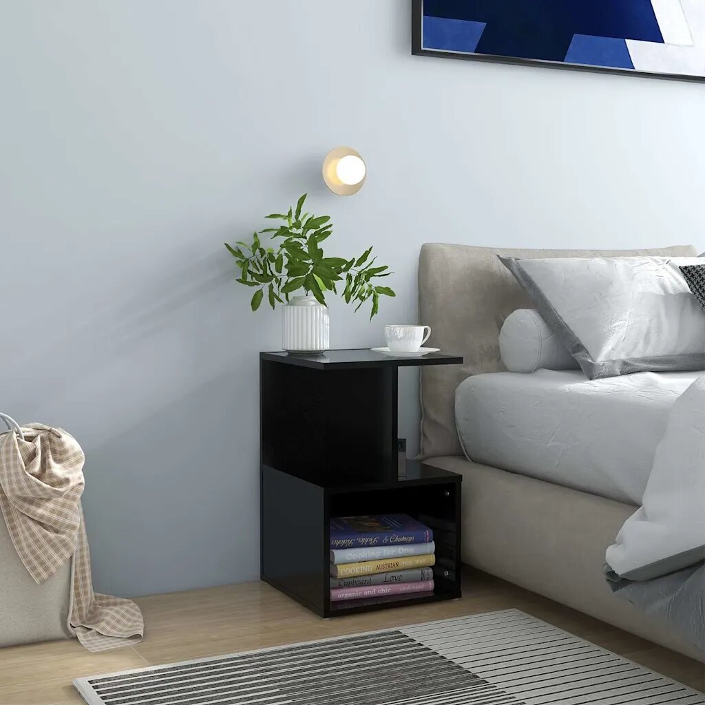 vidaXL Шкафче за спалня черно 35x35x55 см инженерно дърво