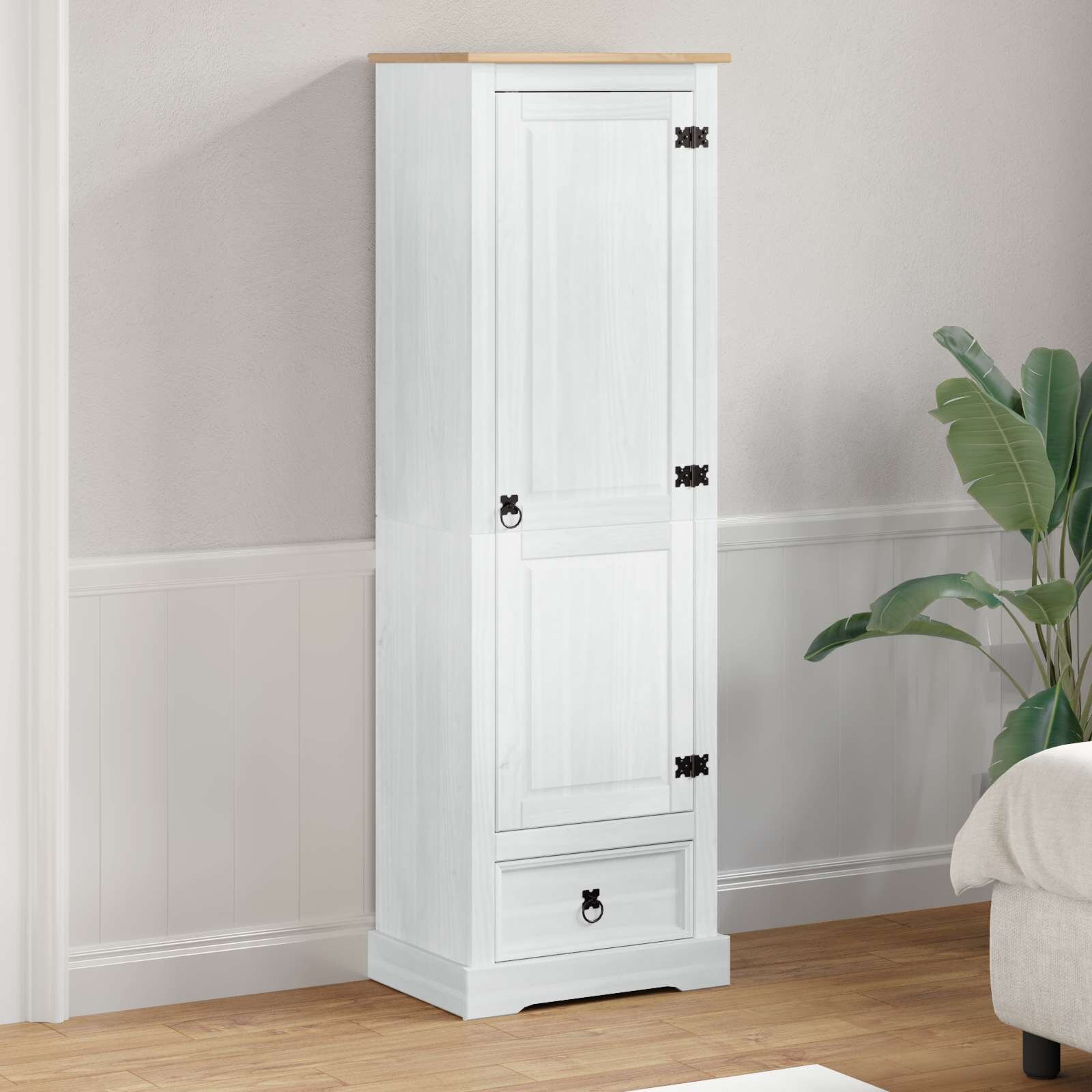 vidaXL Шкафове Бяло 55 x 38 x 170 см Солидно борово дърво
