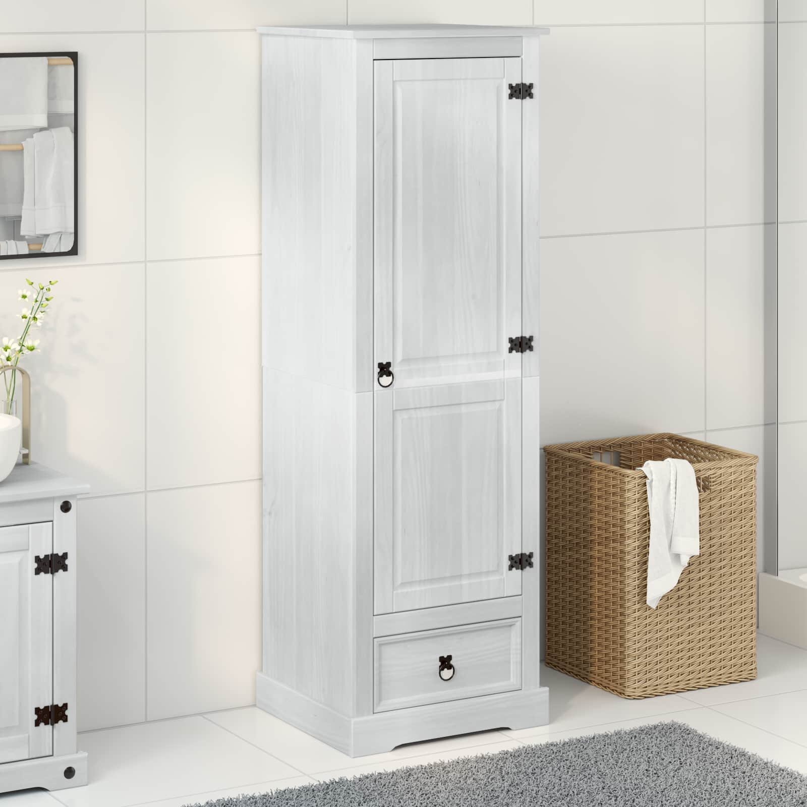 vidaXL Шкафове Бяло 55 x 50 x 170 см Солидно борово дърво